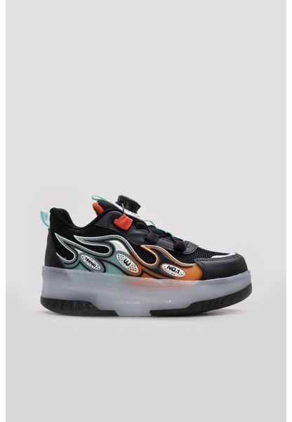 Ayakkabıhane Siyah Oranj Erkek Çocuk Spor Sneaker Ayakkabı AH1E6152451135