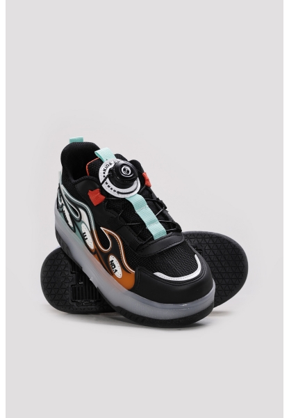 Ayakkabıhane Siyah Oranj Erkek Çocuk Spor Sneaker Ayakkabı AH1E6152451135