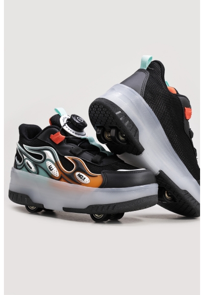 Ayakkabıhane Siyah Oranj Erkek Çocuk Spor Sneaker Ayakkabı AH1E6152451135