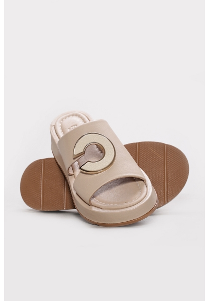 Ayakkabıhane Hakiki Deri Bej Kadın Düz Sandalet AH07621ZA1554