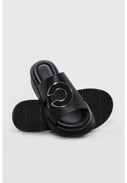 Ayakkabıhane İçi Dışı Hakiki Deri Siyah Tarz  Kadın Terlik AH086212611659