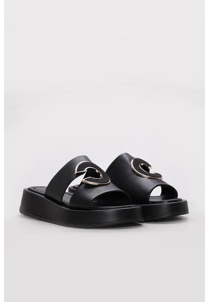 Ayakkabıhane İçi Dışı Hakiki Deri Siyah Tarz  Kadın Terlik AH086212611659