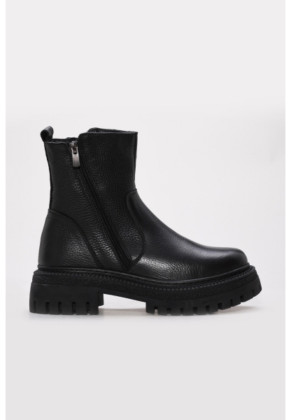 Ayakkabıhane İçi Kürklü Dışı Hakiki Floter Deri Siyah Kadın Klasik Bot AH08657112612615