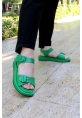 Ayakkabıhane İçi Dışı Hakiki Deri Yeşil Kadın Klasik Rahat Sandalet AH07710261150