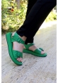 Ayakkabıhane İçi Dışı Hakiki Deri Yeşil Kadın Klasik Rahat Sandalet AH07710261150