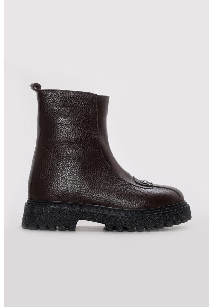 Ayakkabıhane Hakiki Deri Kürklü Kahve Floter Kadın Klasik Bot AH07710KZA6010