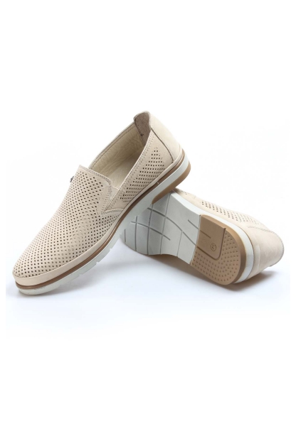 Ayakkabıhane İçi Dışı Hakiki Nubuk Deri Bej Erkek Casual Yazlık Ayakkabı AH087111311512396