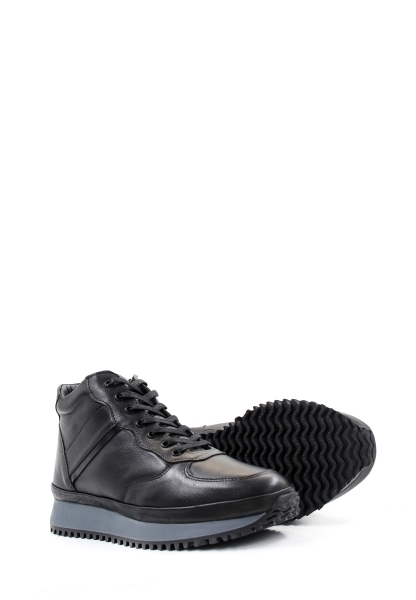 Ayakkabıhane İçi Kürklü Dışı Hakiki Deri Siyah Erkek Spor Sneaker Bot AH0872211131981