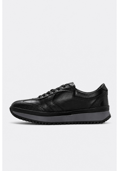 Ayakkabıhane İçi Dışı Hakiki Deri Siyah Erkek Spor Sneaker Ayakkabı AH08722131341