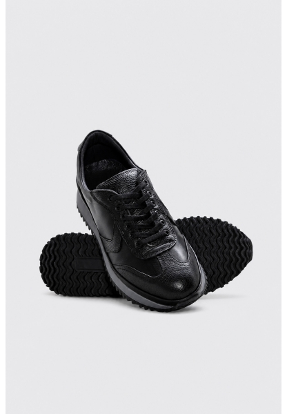 Ayakkabıhane İçi Dışı Hakiki Deri Siyah Erkek Spor Sneaker Ayakkabı AH08722131341