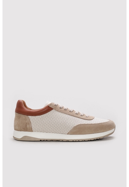  Ayakkabıhane İçi Dışı Hakiki Deri Bej Erkek Spor Sneaker Ayakkabı AH08723131170