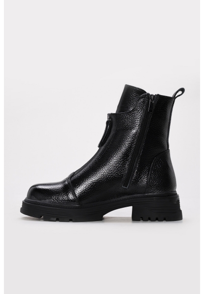 Ayakkabıhane İçi Kürklü Dışı Hakiki Floter Deri Siyah Tarz Kadın Bot AH08733112612413