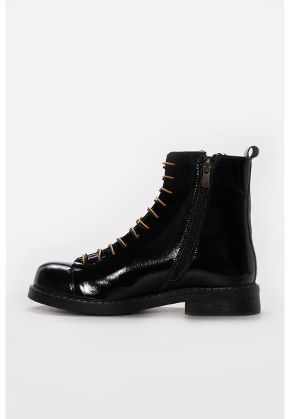 Ayakkabıhane İçi Dışı Hakiki Rugan Deri Siyah Tarz Kadın Bot AH0874219261617415