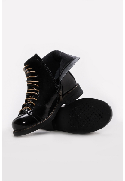 Ayakkabıhane İçi Dışı Hakiki Rugan Deri Siyah Tarz Kadın Bot AH0874219261617415