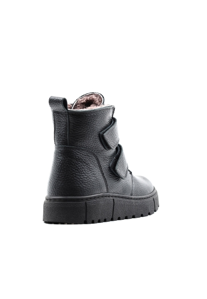 Ayakkabıhane İçi Kürklü Dışı Hakiki Floter Deri Siyah Unisex Çocuk Bot AH0876911241239