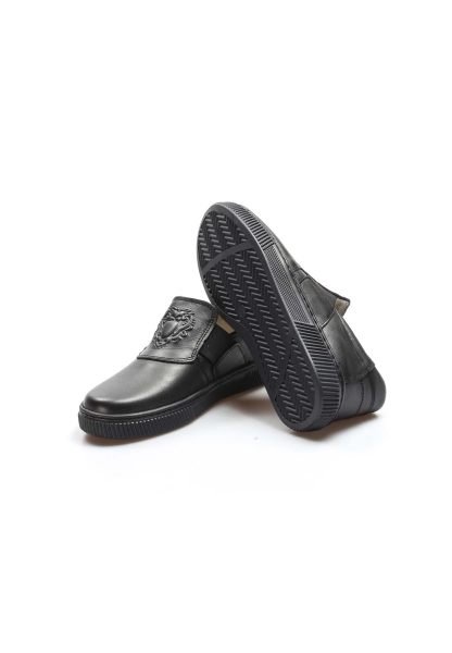 Ayakkabıhane İçi Dışı Hakiki Deri Siyah Unisex Çocuk Casual Ayakkabı AH0777061916