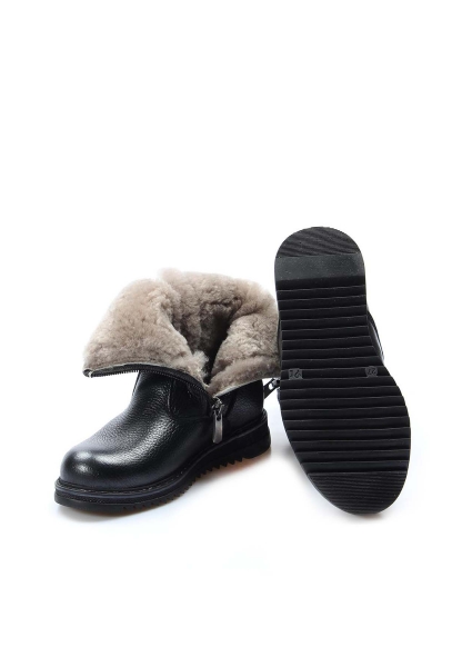 Ayakkabıhane İçi Kürklü Dışı Hakiki Deri Unisex Siyah Fermuarlı Çocuk Klasik Bot AH077701161202