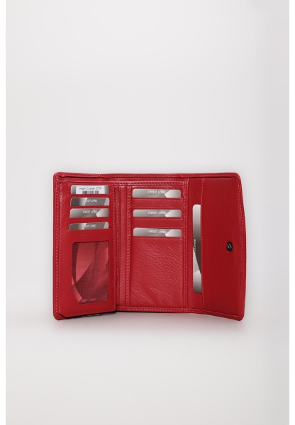 Ayakkabıhane Hakiki Deri Kırmızı Kadın Bifold Fermuarlı Cüzdan AH07779CA2725