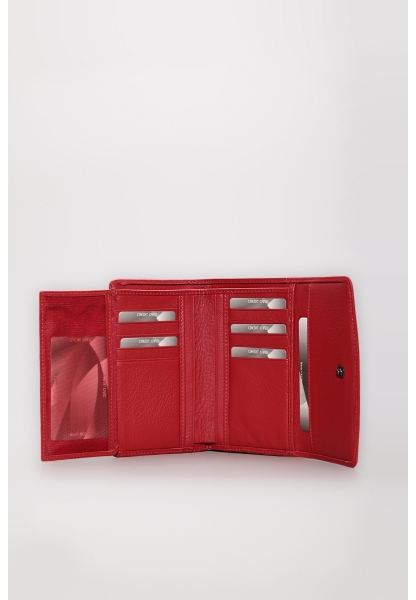 Ayakkabıhane Hakiki Deri Kırmızı Kadın Bifold Fermuarlı Cüzdan AH07779CA2725