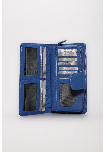 Ayakkabıhane Hakiki Deri Mavi Kadın Portföy Fermuarlı Cüzdan AH07779CA2723