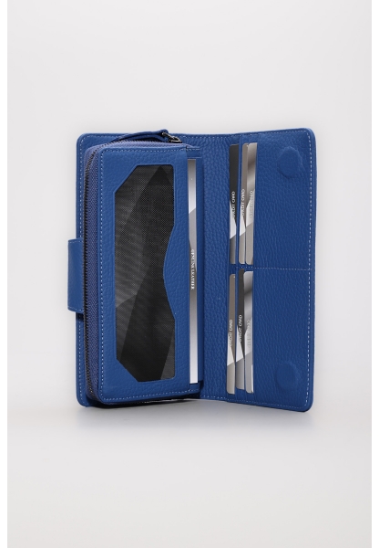 Ayakkabıhane Hakiki Deri Mavi Kadın Portföy Fermuarlı Cüzdan AH07779CA2723