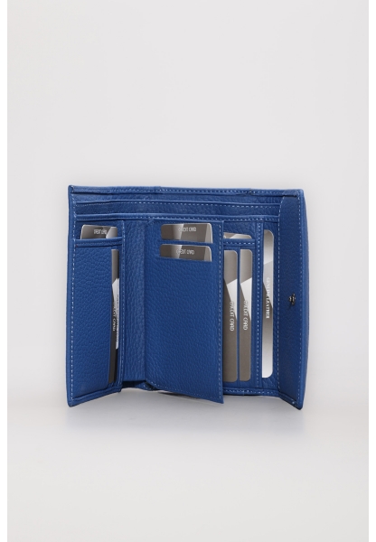 Ayakkabıhane Hakiki Deri Mavi Kadın Bifold Cüzdan AH07779CA2620