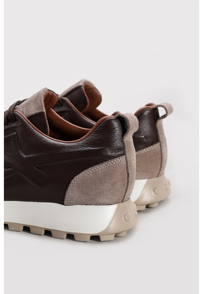 Ayakkabıhane İçi Dışı Hakiki Deri Kahve  Erkek Spor Sneaker Ayakkabı AH08819131885
