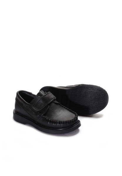 Ayakkabıhane İçi Dışı Hakiki Deri Siyah Unisex Çocuk Casual Rahat Ayakkabı AH078372431666