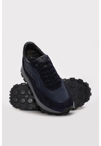 Ayakkabıhane İçi Dışı Hakiki Deri Lacivert Erkek Spor Sneaker Ayakkabı AH088551313135