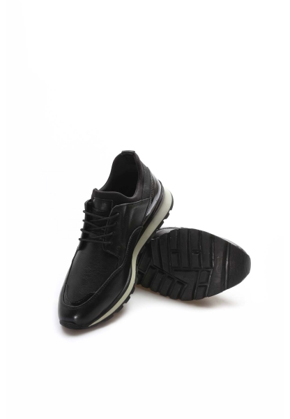 Ayakkabıhane İçi Dışı Hakiki Deri Siyah Erkek Sneaker Spor Ayakkabı AH078551311255