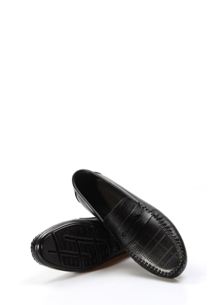 Ayakkabıhane İçi Dışı Hakiki Deri Siyah Erkek Loafer Babet Ayakkabı AH07858131411