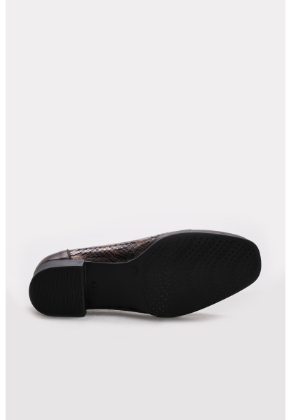 Ayakkabıhane Hakiki Deri Kahve Kahve Yılan Kadın Kısa Topuklu Ayakkabı AH07889ZA5855