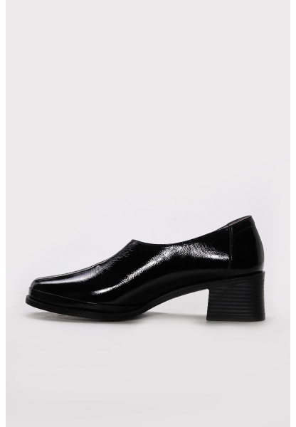 Ayakkabıhane Hakiki Deri Siyah Rugan Kadın Kısa Topuklu Ayakkabı AH07889ZA5772