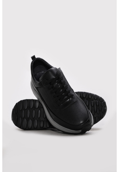  Ayakkabıhane İçi Dışı Hakiki Deri Siyah EVA Erkek Spor Sneaker Ayakkabı AH08943131276