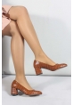 Ayakkabıhane Taba Kroko Kadın Kısa Topuklu Ayakkabı AH961ZA551