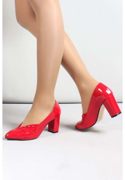 Ayakkabıhane Kırmızı Rugan Kadın Yüksek Topuk Ayakkabı AH961ZA556