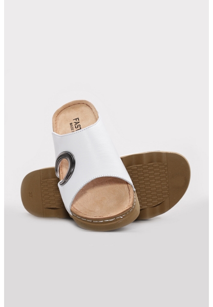 Ayakkabıhane İçi Dışı Hakiki Deri Beyaz Kadın Terlik AH08972261458