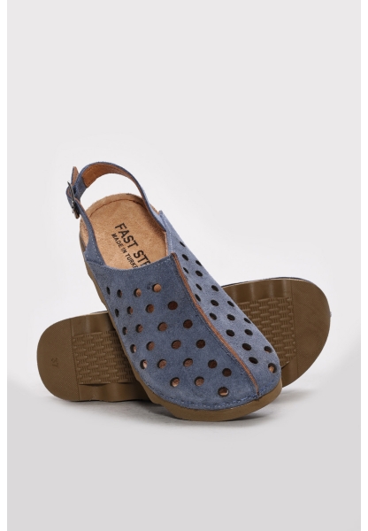 Ayakkabıhane Hakiki Deri Kot Kadın Klasik Sandalet AH07972ZA3502