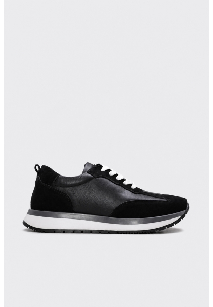 Ayakkabıhane İçi Dışı Hakiki Süet Deri Siyah Kadın Spor Sneaker Ayakkabı AH089822614115