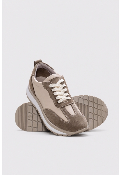 Ayakkabıhane İçi Dışı Hakiki Süet Deri Bej Kadın Spor Sneaker Ayakkabı AH089822614115