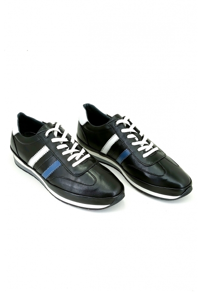 Ayakkabıhane Içi Dışı Hakiki Napa Deri Siyah Beyaz Mavi Erkek Sneaker Spor Ayakkabı Ahn030517es001