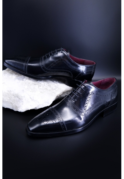 Ayakkabıhane Özel Üretim Kösele Taban Bufalo Deri Ve El Işçiliği Siyah Erkek Klasik Ayakkabı AH893ÖZEL4403