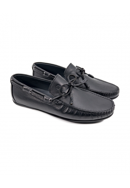 Ayakkabıhane İçi Dışı Hakiki Deri Bağcıklı Siyah Erkek Loafer Ayakkabı AHMSLF00123260AN