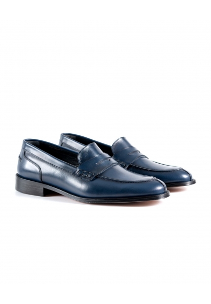 Ayakkabıhane Kösele Taban İçi Dışı Hakiki Deri Mavi Erkek Klasik Ayakkabı AHMSKL00088080AN