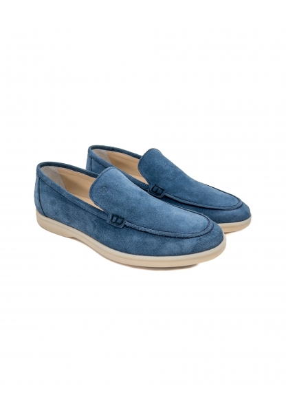 Ayakkabıhane İçi Dışı Hakiki Süet Deri Açık Mavi Erkek Loafer Ayakkabı AHMSLF000778090AN