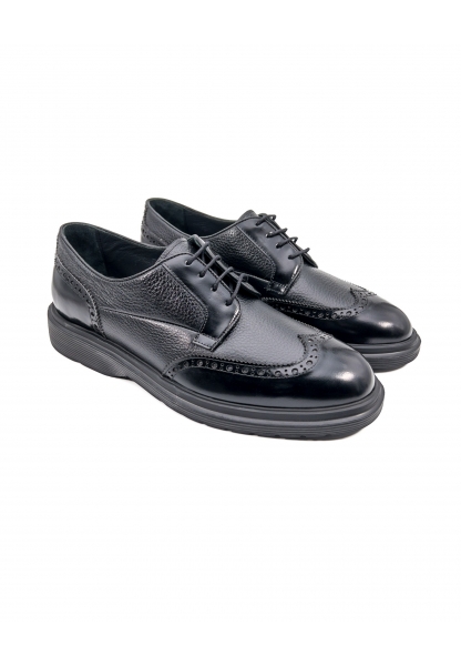 Ayakkabıhane İçi Dışı Hakiki Açma Rugan Deri Siyah Erkek Oxford Ayakkabı AHMSGN00089180AN