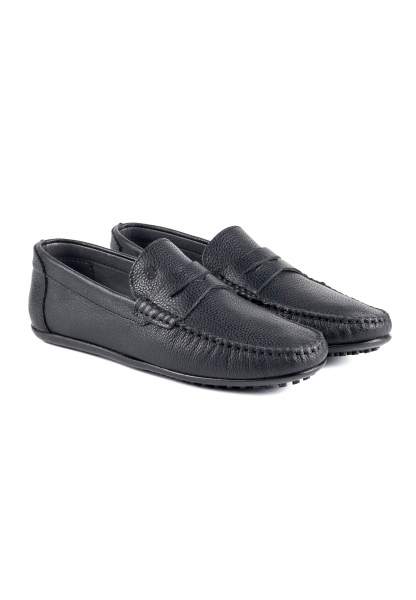  Ayakkabıhane İçi Dışı Hakiki Deri Siyah Erkek Loafer Ayakkabı AHMSLF00127880AN