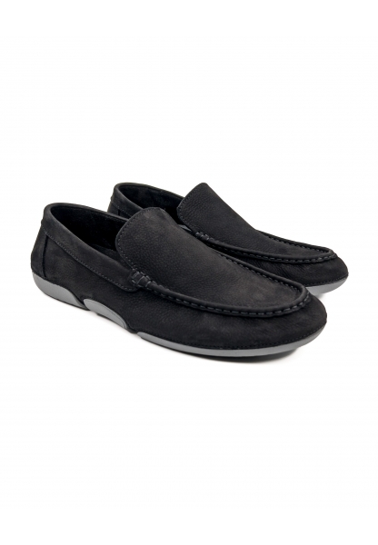  Ayakkabıhane İçi Dışı Hakiki Nubuk Deri Siyah Erkek Loafer Ayakkabı AHMSLF00132650AN