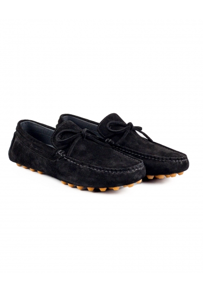 Ayakkabıhane İçi Dışı Hakiki Süet Deri Bağcıklı Siyah Erkek Loafer Ayakkabı AHMSLF00135060AN