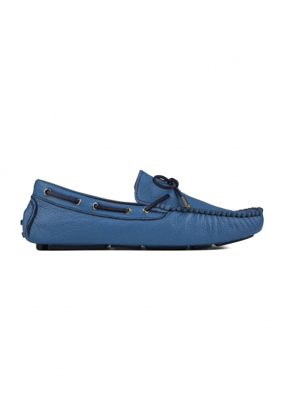 Ayakkabıhane Teos Mavi Hakiki Deri Erkek Loafer Ayakkabı